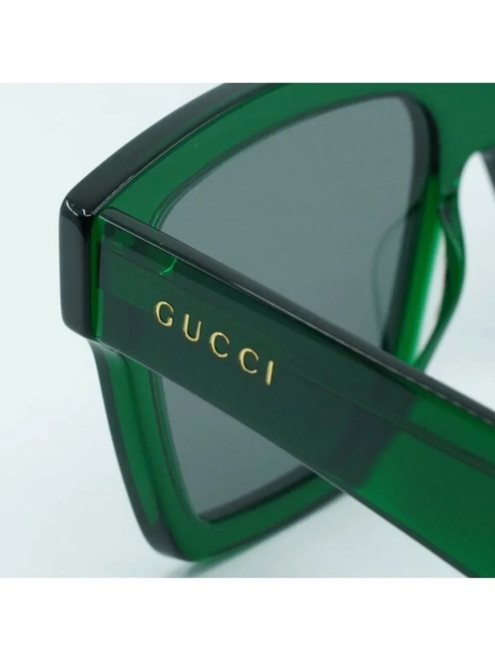 Gucci GG0962S 010 Sunglasses Green Square Frame, Grey Lenses